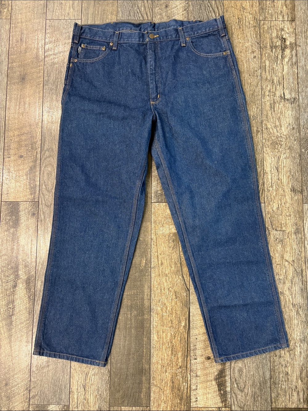 Carhartt Men's Straight-Leg Jeans from the big & tall line in Dark Blue Denim